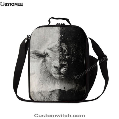 Lion And Lamb Face Lunch Bag - Lion Lunch Bag, Bible Verse Lunch Bag For Men And Women