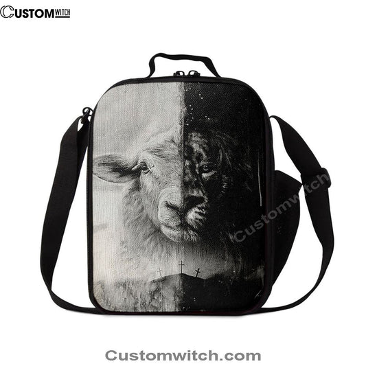 Lion And Lamb Face Lunch Bag - Lion Lunch Bag, Bible Verse Lunch Bag For Men And Women