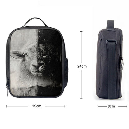 Lion And Lamb Face Lunch Bag - Lion Lunch Bag, Bible Verse Lunch Bag For Men And Women