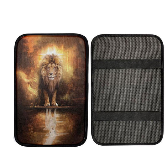 Lion And Lamb Lion And Lamb Picture Car Center Console Cover, Cross Car Interior Accessories