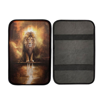 Lion And Lamb Lion And Lamb Picture Car Center Console Cover, Christian Gift Car Armrest Pad