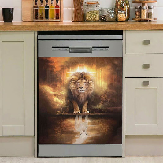 Lion And Lamb Lion And Lamb Picture Dishwasher Cover, Bible Verse Dishwasher Wrap, Scripture Kitchen Decoration