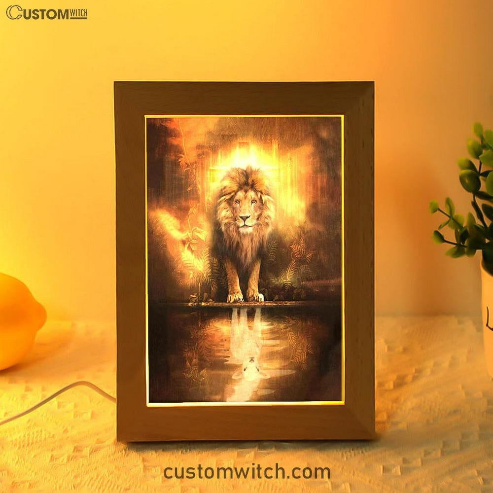 Lion And Lamb Lion And Lamb Picture Frame Lamp Prints - Bible Verse Decor - Scripture Art