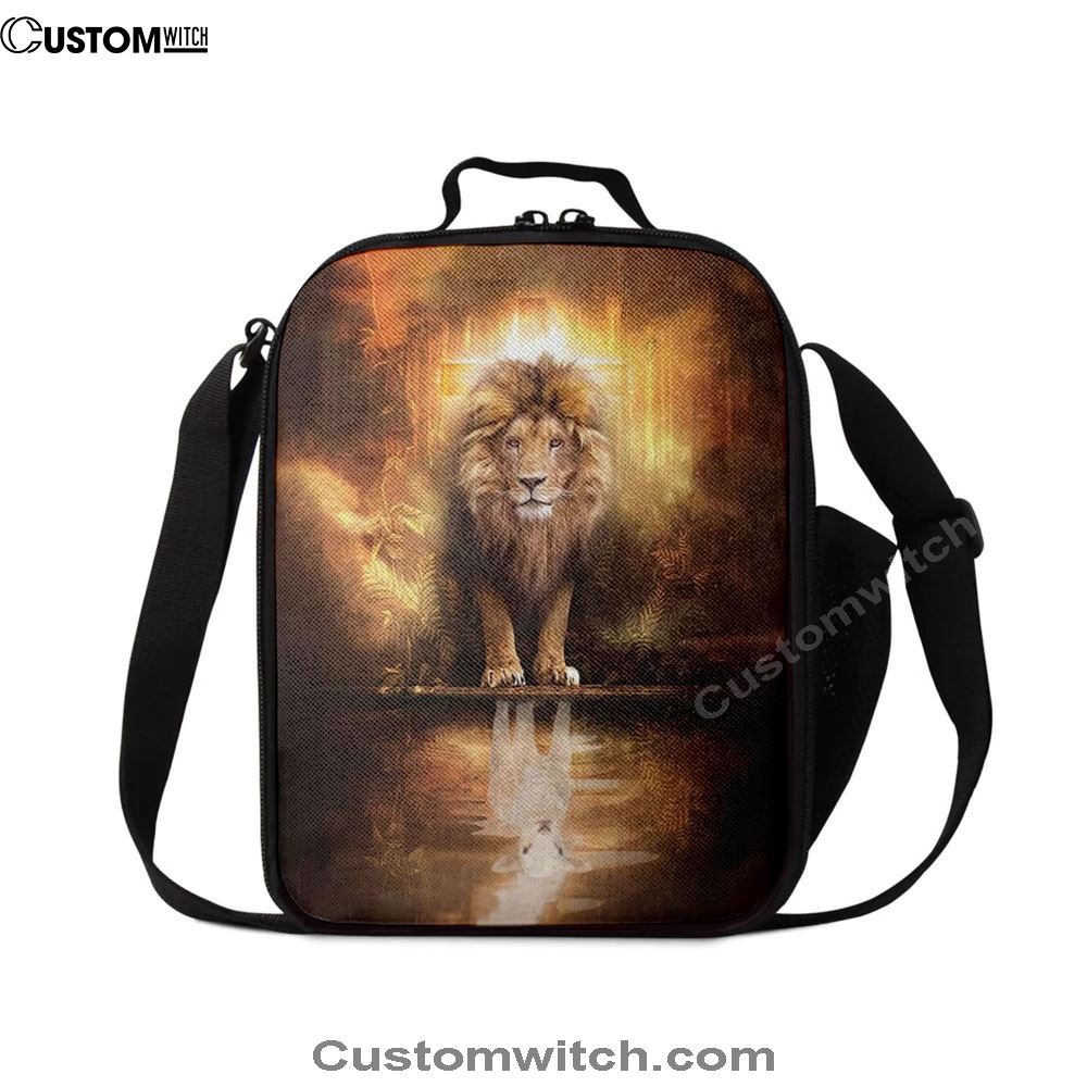 Lion And Lamb Lion And Lamb Picture Lunch Bags, Bible Verse Lunch Bag For Men And Women