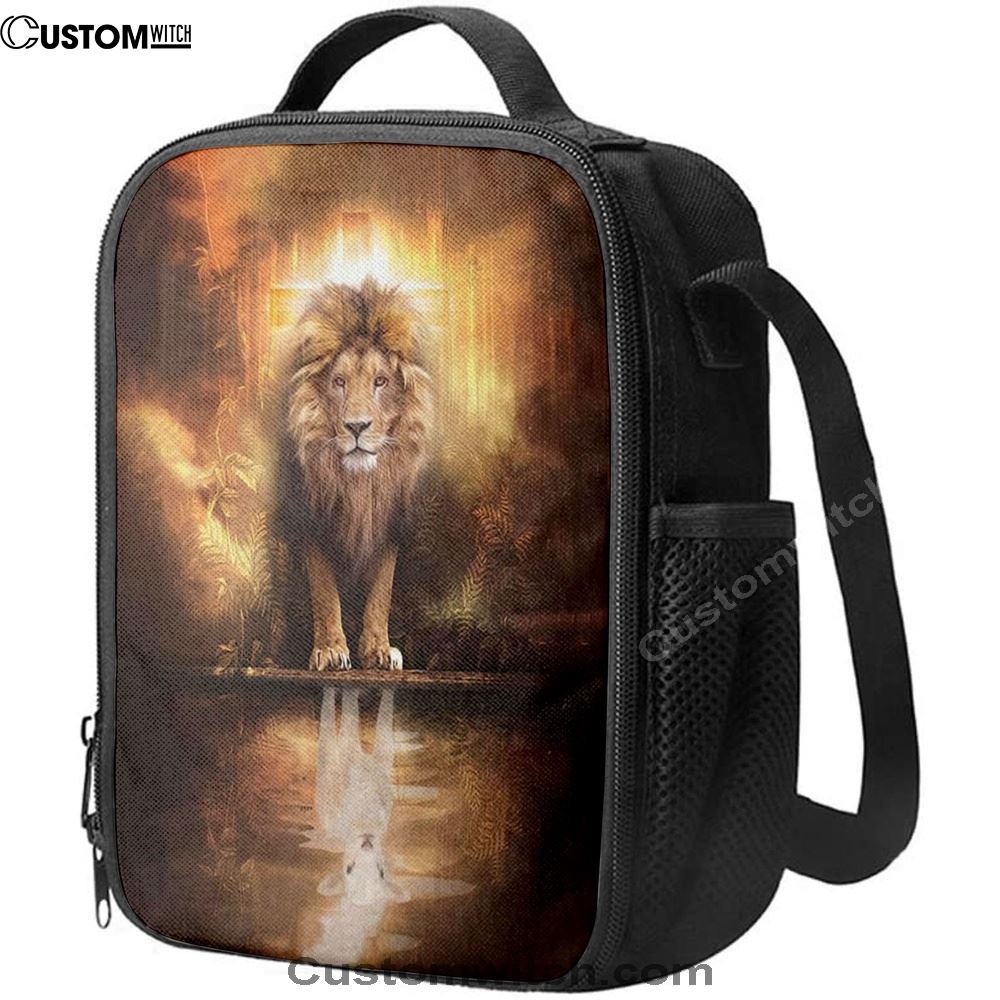 Lion And Lamb Lion And Lamb Picture Lunch Bags, Bible Verse Lunch Bag For Men And Women