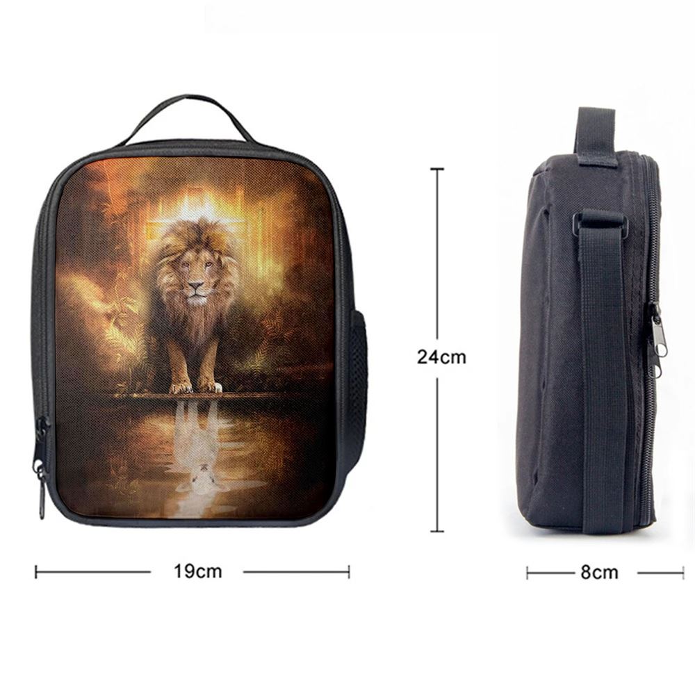 Lion And Lamb Lion And Lamb Picture Lunch Bags, Bible Verse Lunch Bag For Men And Women