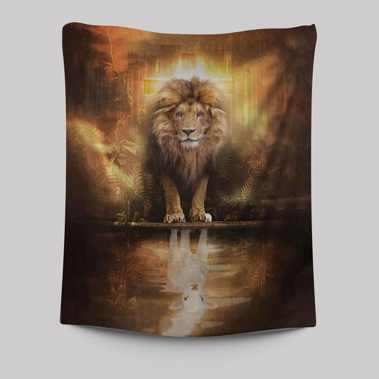Lion And Lamb Lion And Lamb Picture Tapestry Prints - Bible Verse Wall Decor - Scripture Wall Art