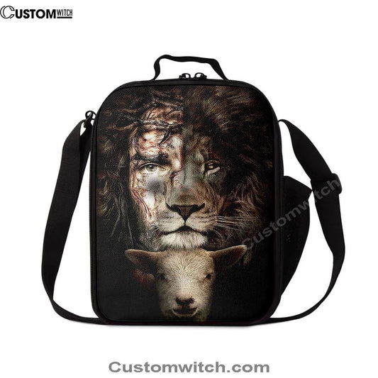 Lion And Lamb Lunch Bag, Bible Verse Lunch Bag For Men And Women