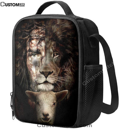 Lion And Lamb Lunch Bag, Bible Verse Lunch Bag For Men And Women