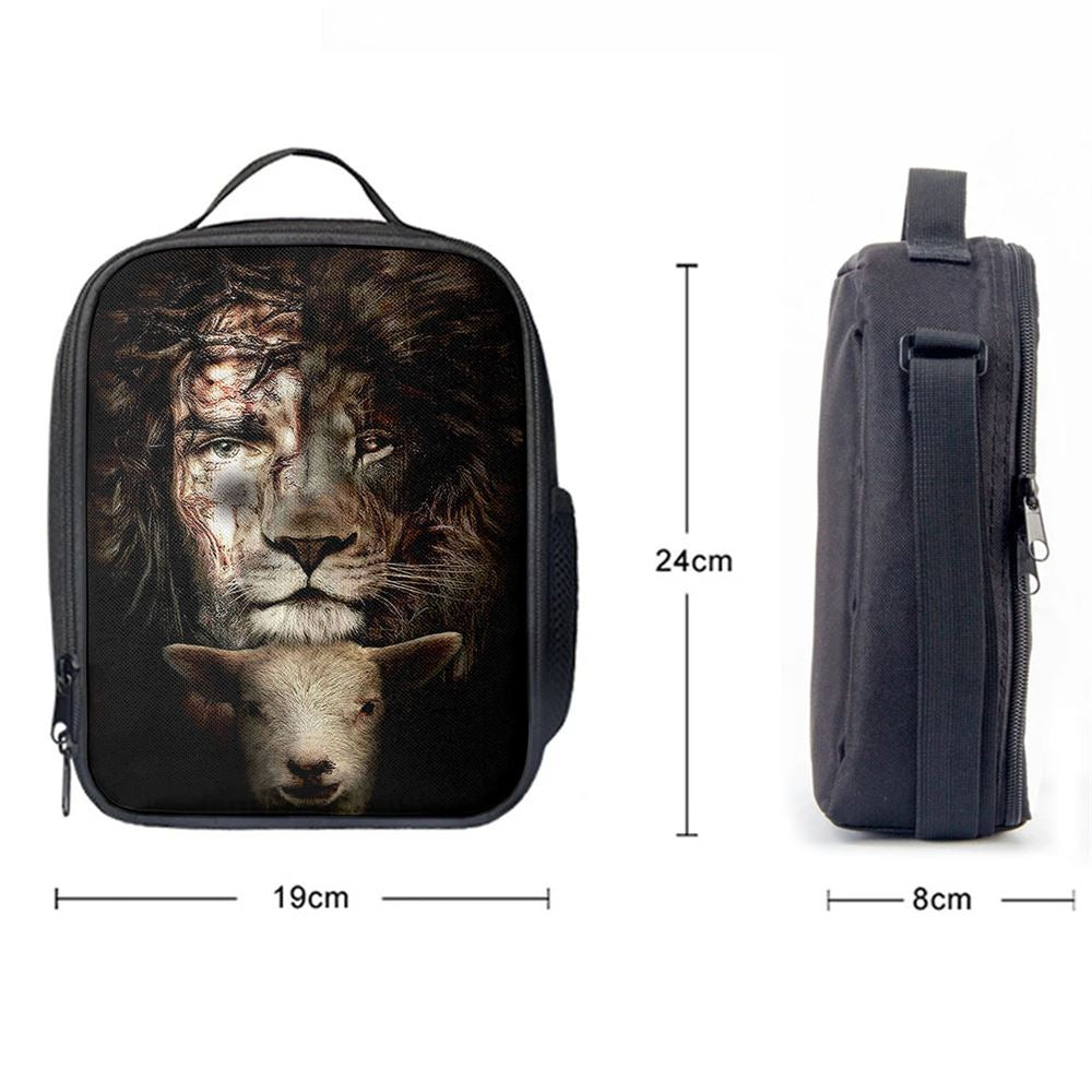 Lion And Lamb Lunch Bag, Bible Verse Lunch Bag For Men And Women