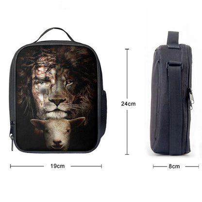 Lion And Lamb Lunch Bag, Bible Verse Lunch Bag For Men And Women