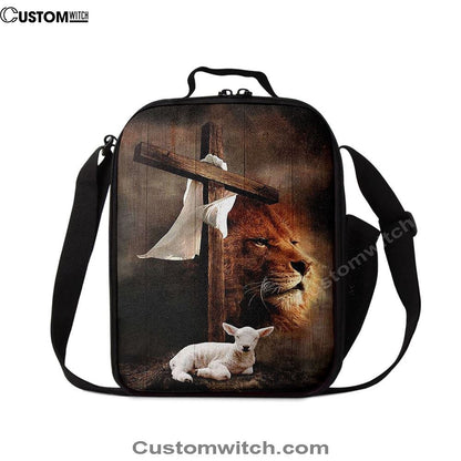 Lion And Lamb Of God Lunch Bag, Bible Verse Lunch Bag For Men And Women