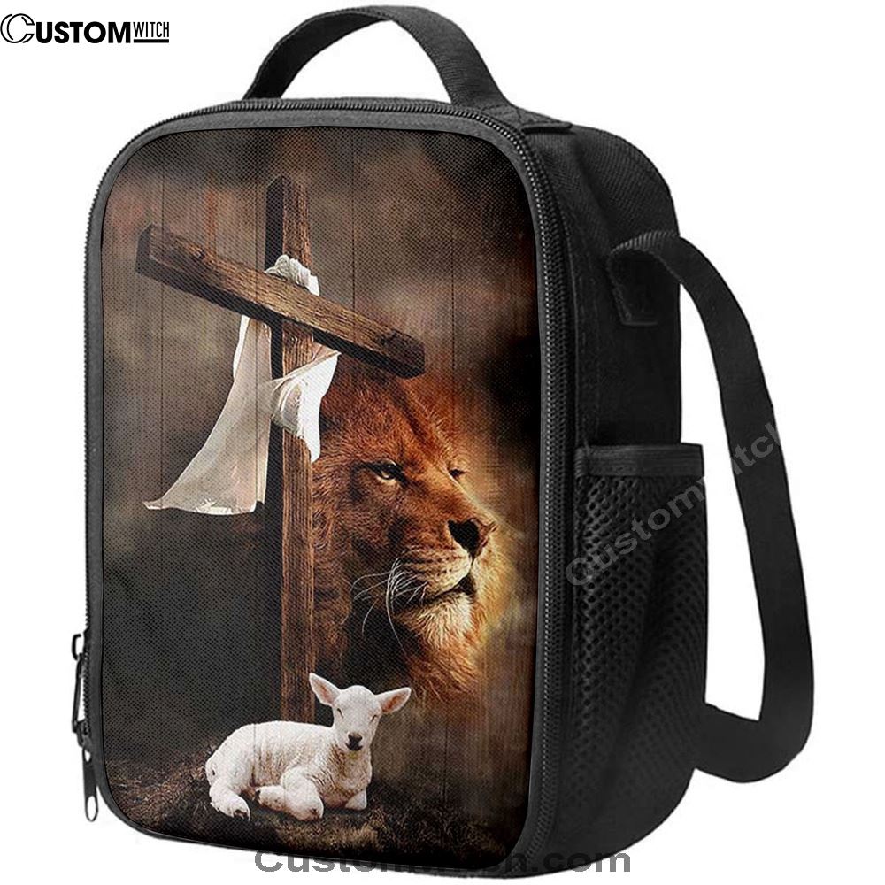 Lion And Lamb Of God Lunch Bag, Bible Verse Lunch Bag For Men And Women