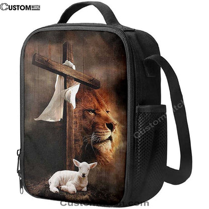 Lion And Lamb Of God Lunch Bag, Bible Verse Lunch Bag For Men And Women