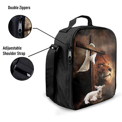 Lion And Lamb Of God Lunch Bag, Bible Verse Lunch Bag For Men And Women