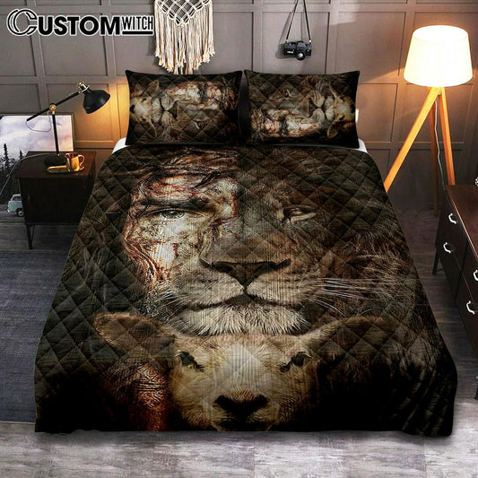 Lion And Lamb Quilt Bedding Set Bedroom Prints - Christian Cover Twin Bedding Quilt Bedding Set - Religious Quilt Bedding Set Prints