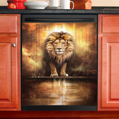 Lion And Lamb Water Reflection Jesus Dishwasher Cover, Jesus Dishwasher Wrap, Christian Kitchen Decoration