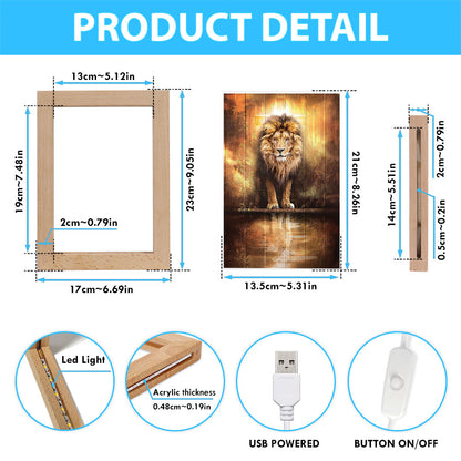 Lion And Lamb Water Reflection Jesus Frame Lamp Art - Jesus Frame Lamp Pictures - Christian Night Light