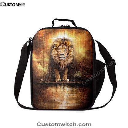 Lion And Lamb Water Reflection Jesus Lunch Bag, Bible Verse Lunch Bag For Men And Women