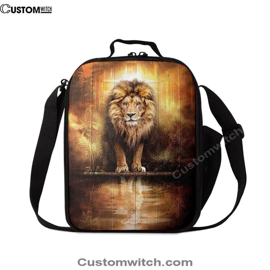 Lion And Lamb Water Reflection Jesus Lunch Bag, Bible Verse Lunch Bag For Men And Women