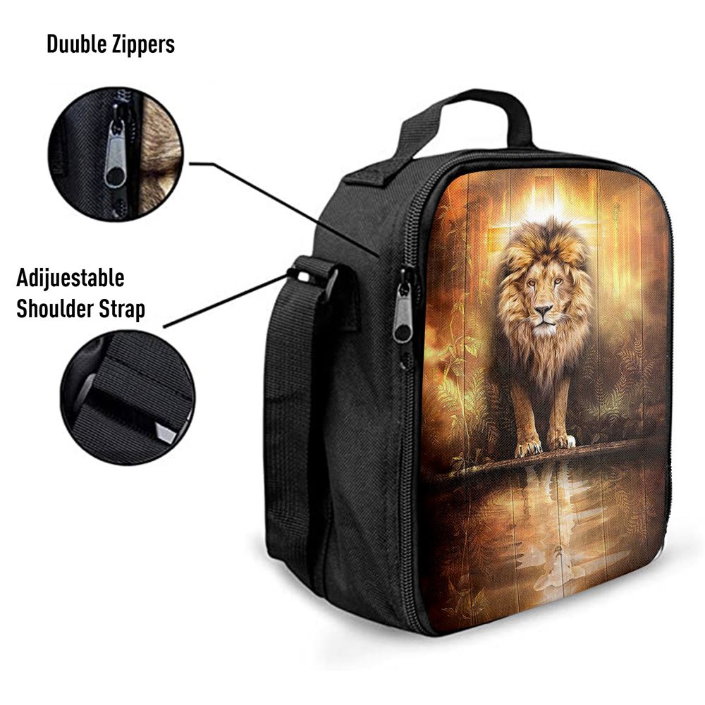 Lion And Lamb Water Reflection Jesus Lunch Bag, Bible Verse Lunch Bag For Men And Women