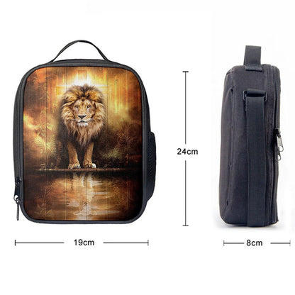 Lion And Lamb Water Reflection Jesus Lunch Bag, Bible Verse Lunch Bag For Men And Women