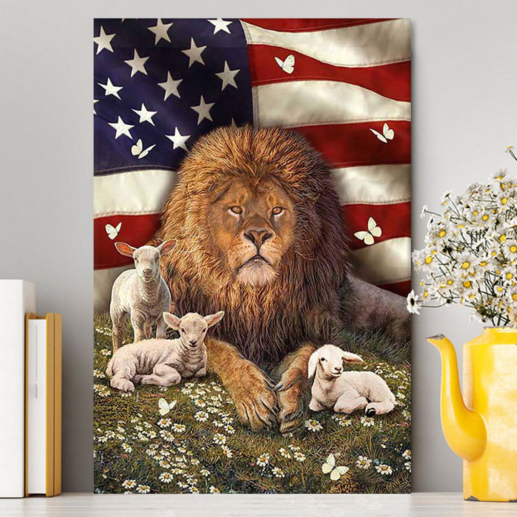 Lion And The Lamb Daisy Garden Canvas - Lion Canvas Print - Christian Wall Art - Religious Home Decor