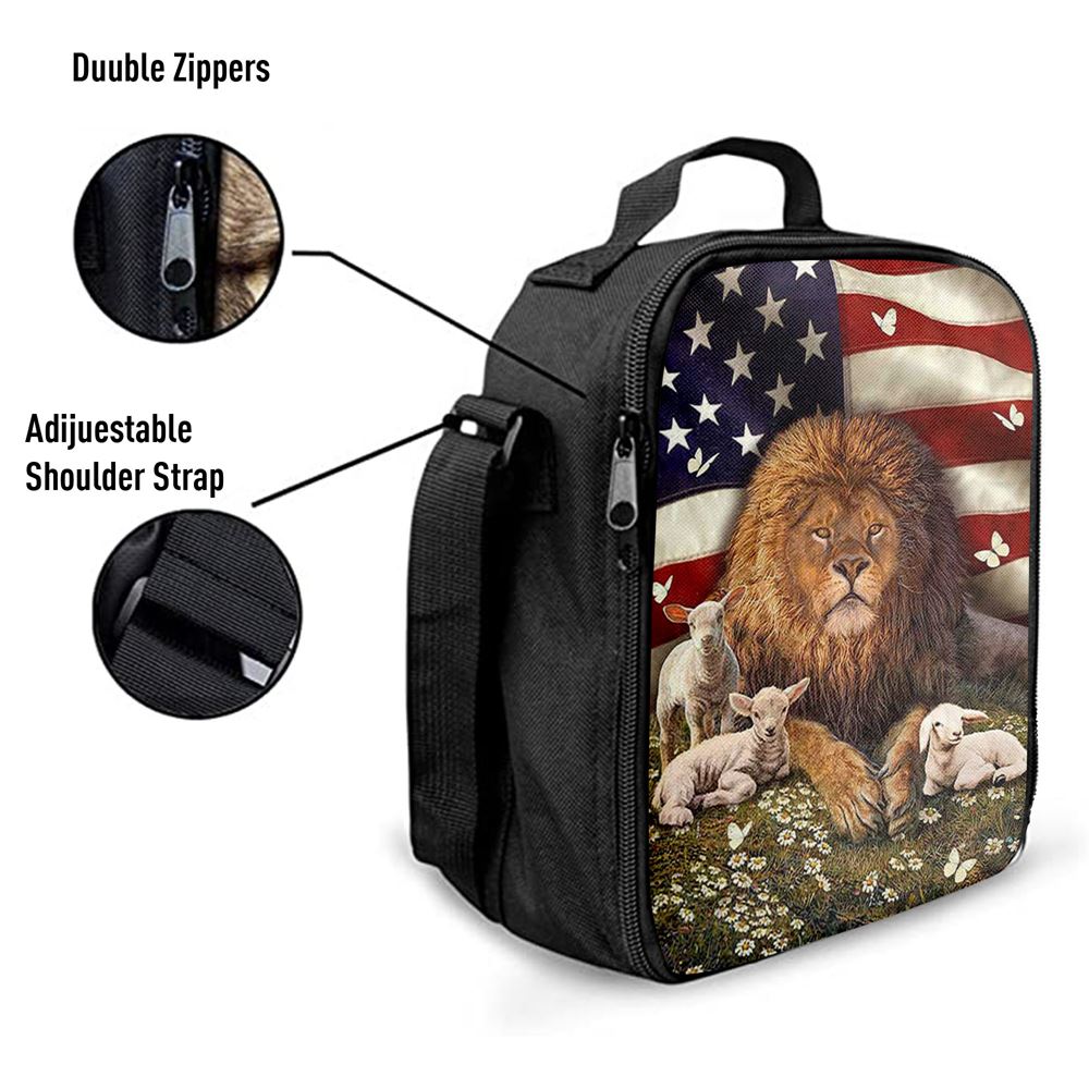 Lion And The Lamb Daisy Garden Lunch Bag - Lion Lunch Bag, Bible Verse Lunch Bag For Men And Women