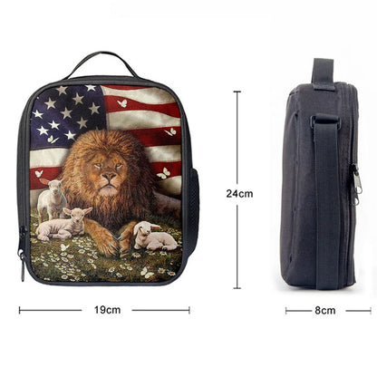 Lion And The Lamb Daisy Garden Lunch Bag - Lion Lunch Bag, Bible Verse Lunch Bag For Men And Women