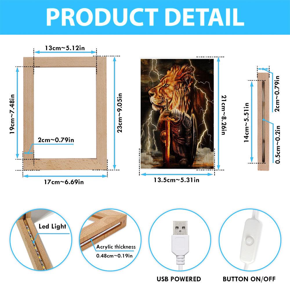 Lion And The Warrior Frame Lamp Art - Christian Frame Lamp - Religious Gifts Night Light