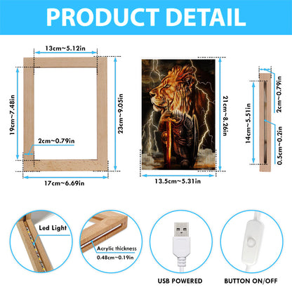 Lion And The Warrior Frame Lamp Art - Christian Frame Lamp - Religious Gifts Night Light