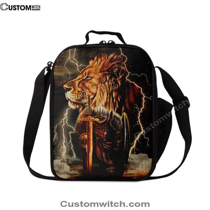 Lion And The Warrior Lunch Bag, Bible Verse Lunch Bag For Men And Women