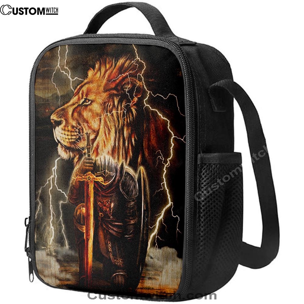 Lion And The Warrior Lunch Bag, Bible Verse Lunch Bag For Men And Women
