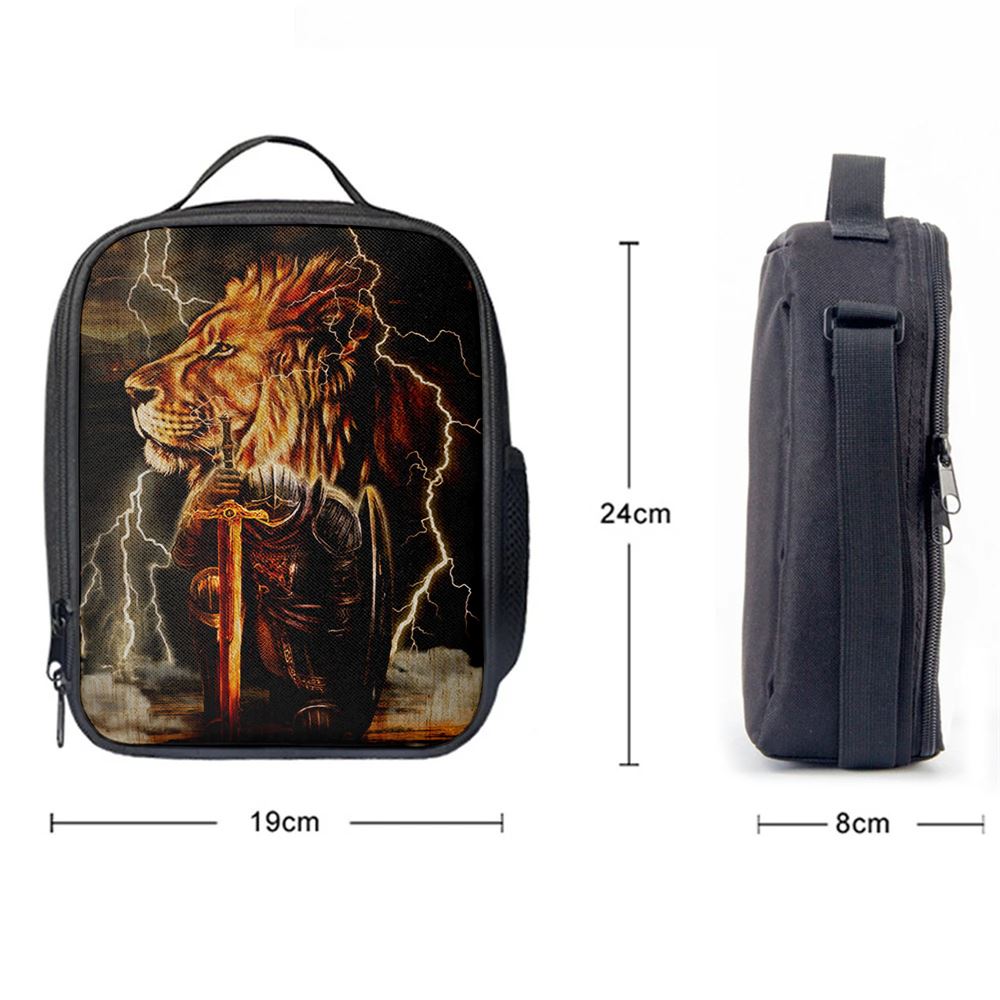 Lion And The Warrior Lunch Bag, Bible Verse Lunch Bag For Men And Women