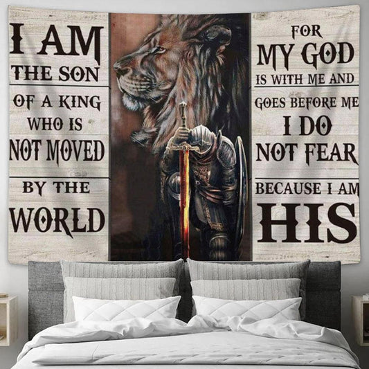 Lion And Warrior Tapestry I Am The Son Of A King Wall Art Decor - Christian Wall Decor