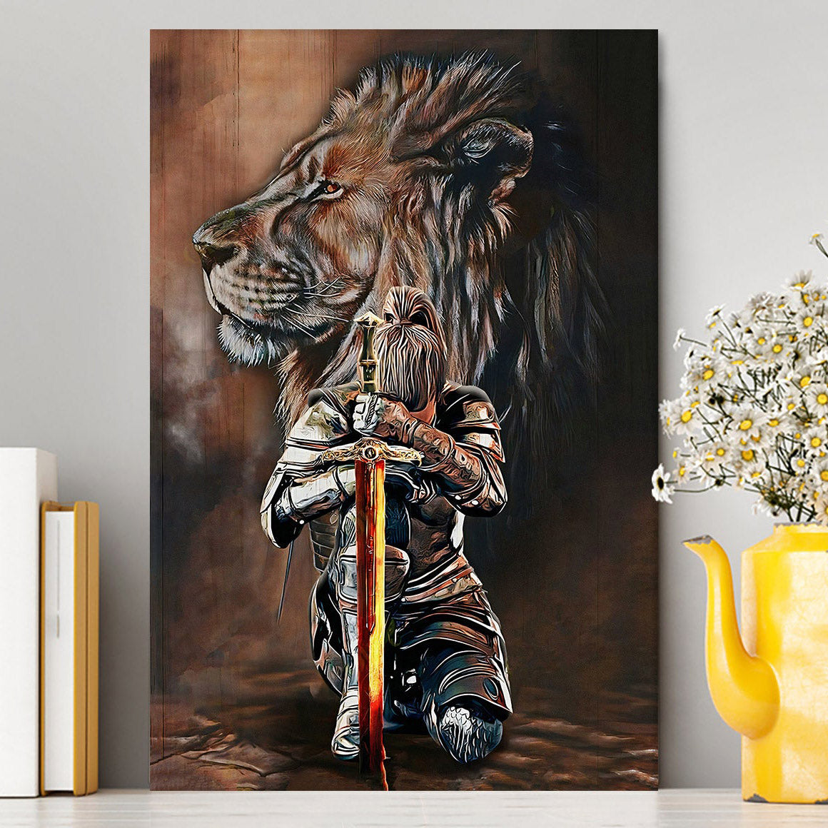 Lion And Women Warrior Canvas Wall Art - Christian Wall Canvas - Religious Canvas Prints