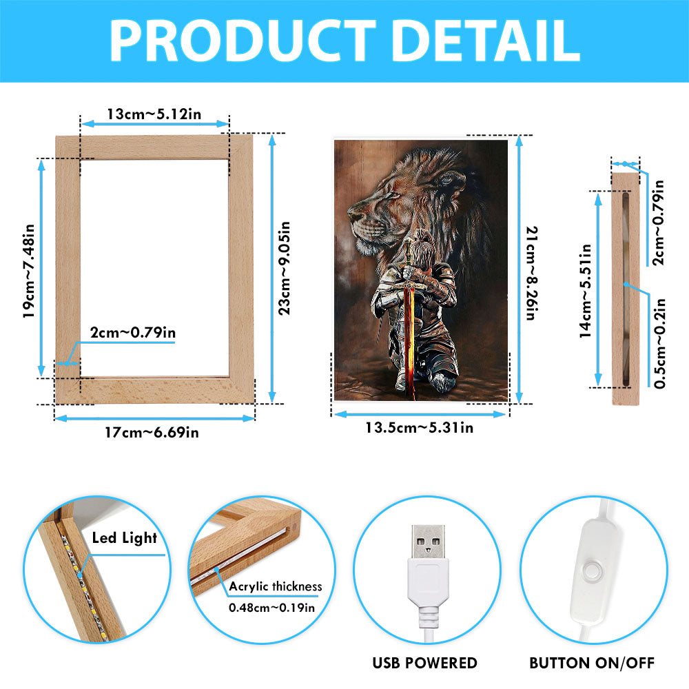 Lion And Women Warrior Frame Lamp Art - Christian Frame Lamp - Religious Gifts Night Light