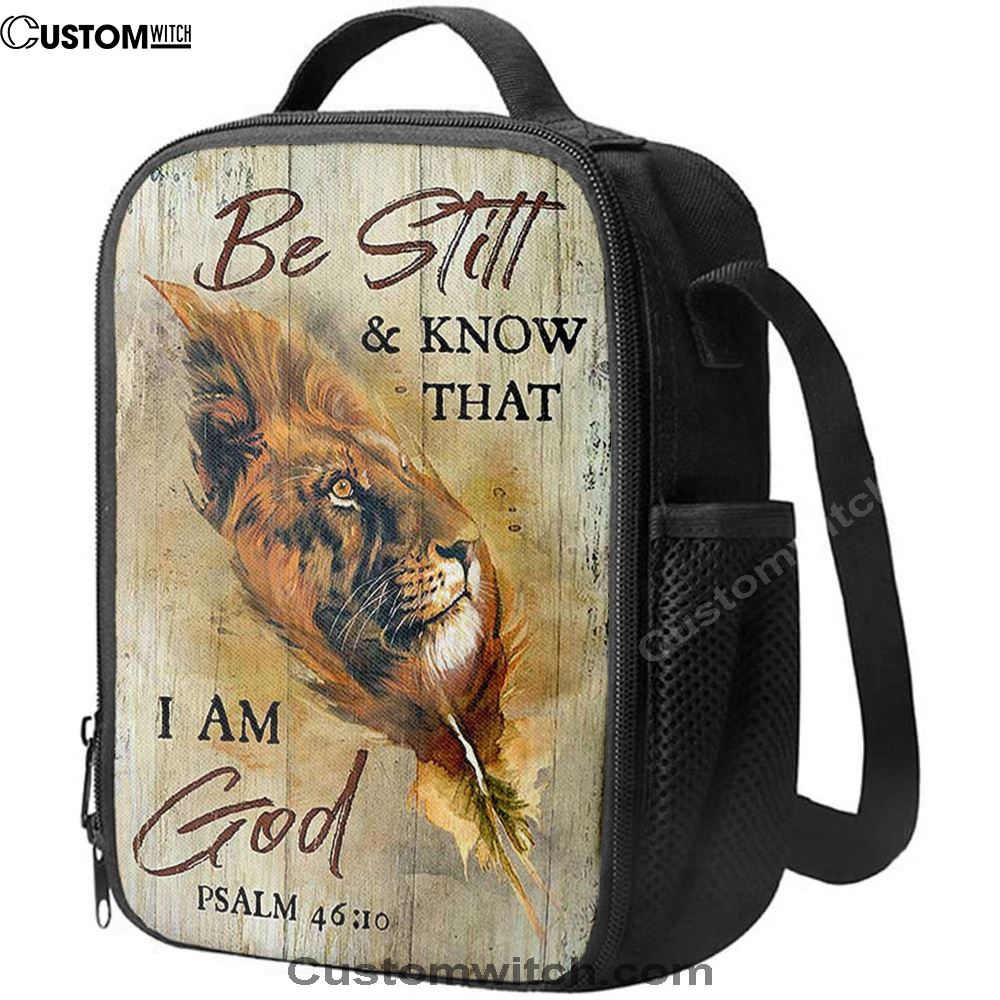 Lion Be Still And Know That I Am God Lunch Bag - Lion Lunch Bag, Bible Verse Lunch Bag For Men And Women