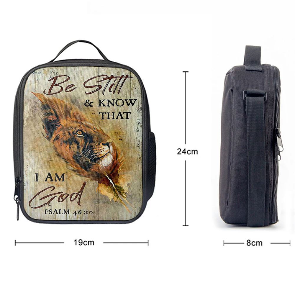Lion Be Still And Know That I Am God Lunch Bag - Lion Lunch Bag, Bible Verse Lunch Bag For Men And Women