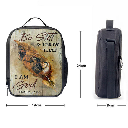 Lion Be Still And Know That I Am God Lunch Bag - Lion Lunch Bag, Bible Verse Lunch Bag For Men And Women