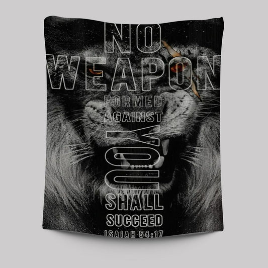 Lion, Black Painting, No Weapon Formed Against You Shall Succeed Tapestry
