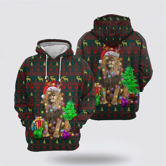 Lion Christmas Beauty All Over Print 3D Hoodie For Men & Women, Christmas Hoodie Cute, Christmas Gift, Christmas Fashion
