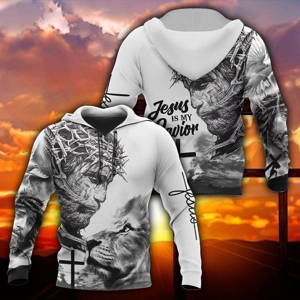 Lion Cross And Jesus Is My Savior 3D Tatto God 3D Hoodie For Man And Women, Jesus Printed 3D Hoodie