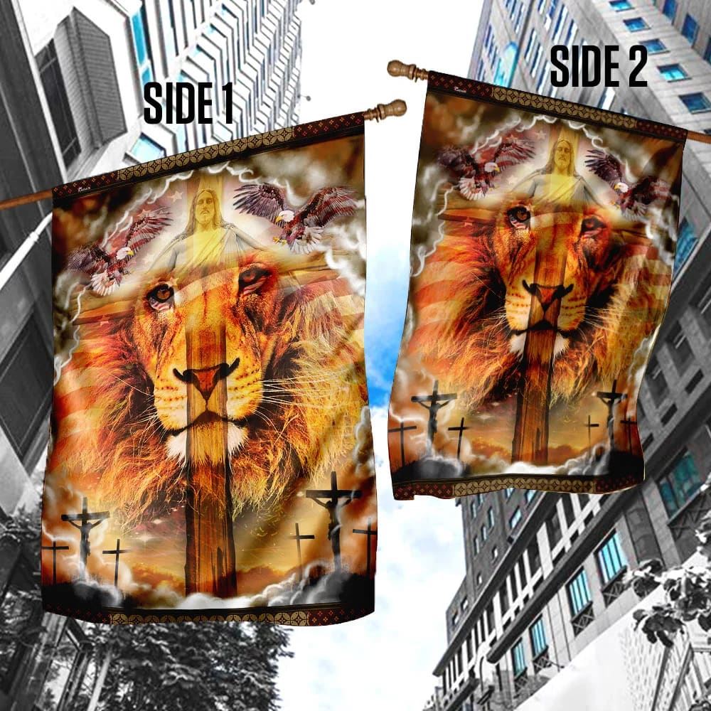 Lion Cross Jesus Christ Our Hope House Flag, Christian Flag, Christian Flag, Scripture Flag, Garden Banner