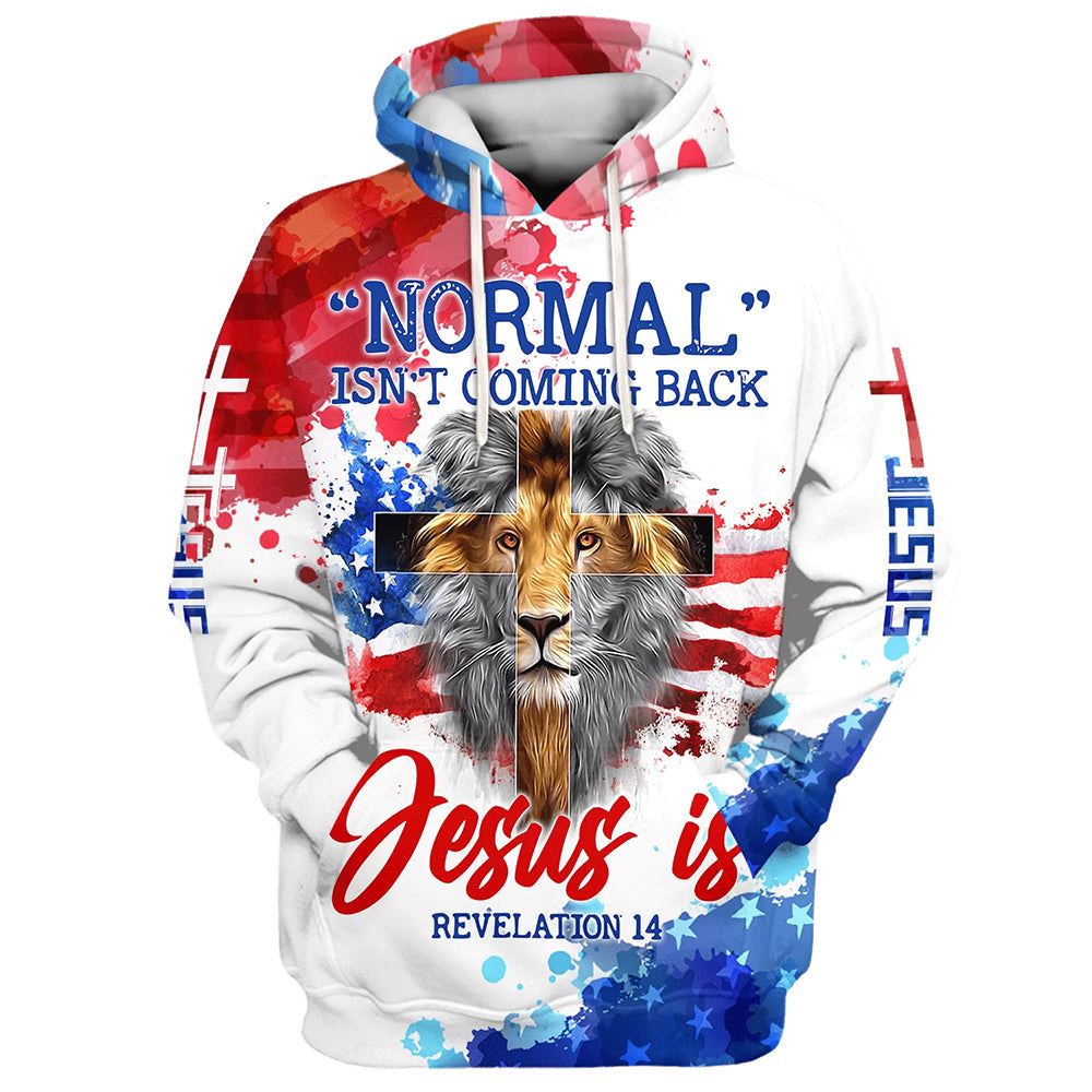 Lion Cross Normal Isn't Coming Back Jesus Is Hoodies Jesus Hoodie Men & Women, God 3D Printed Hoodie, Christian Apparel Hoodies