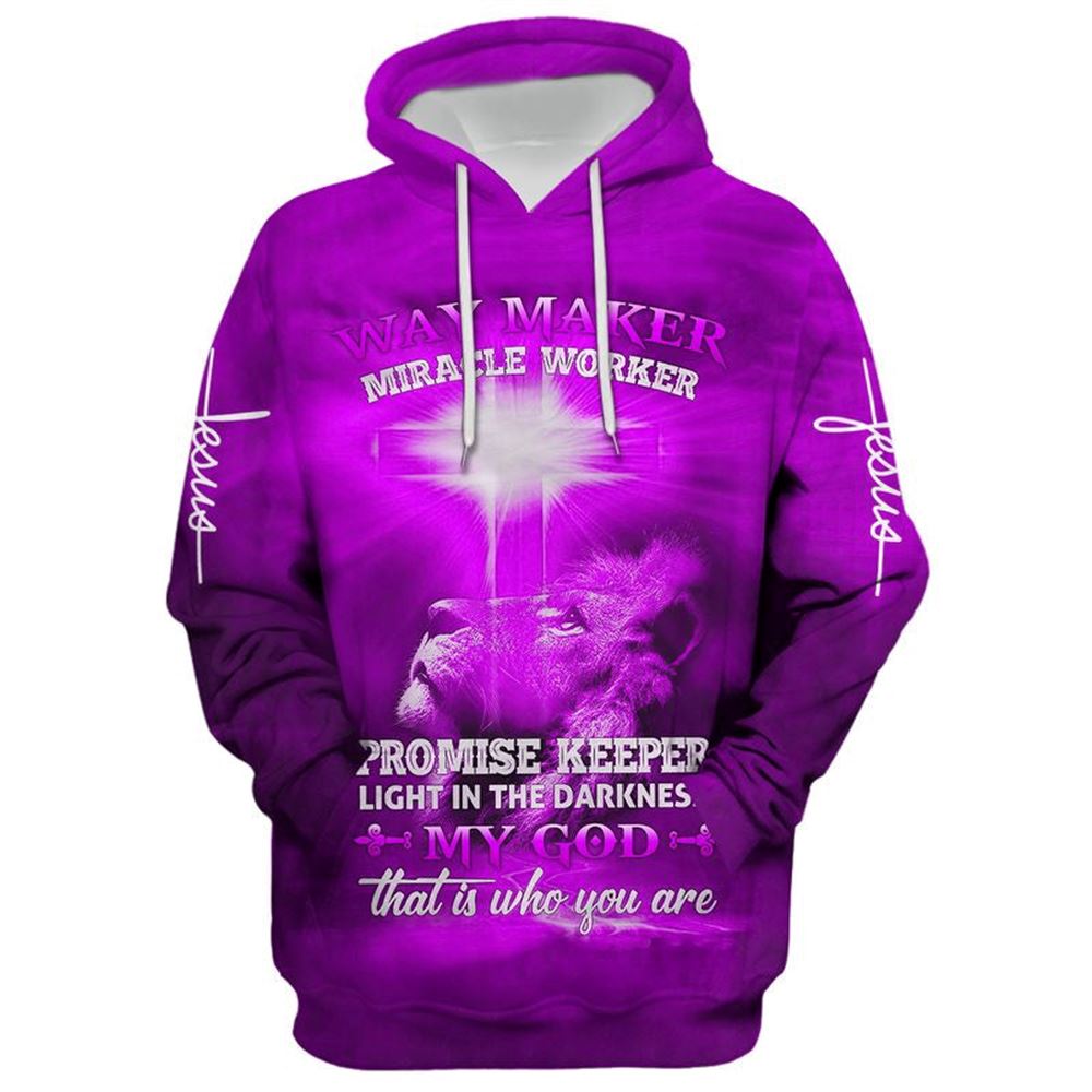 Lion Cross Way Maker Miracle Worker Promise Keeper My God Hoodie For Men & Women, God 3D Printed Hoodie, Christian Apparel Hoodies