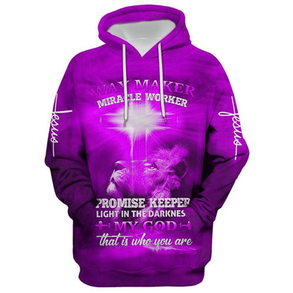 Lion Cross Way Maker Miracle Worker Promise Keeper My God Hoodie For Men & Women, God 3D Printed Hoodie, Christian Apparel Hoodies