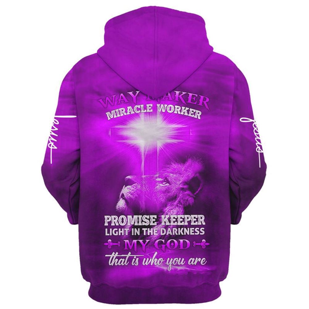 Lion Cross Way Maker Miracle Worker Promise Keeper My God Hoodie For Men & Women, God 3D Printed Hoodie, Christian Apparel Hoodies