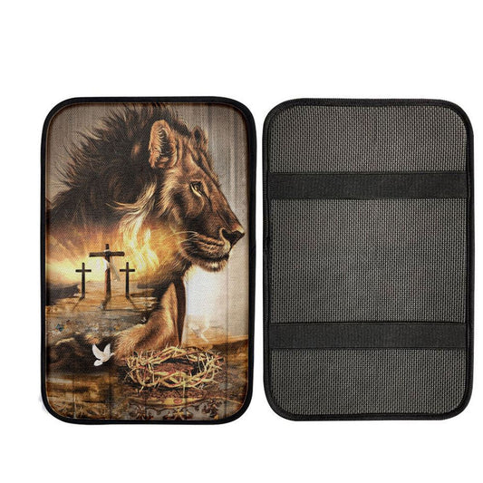 Lion Crow Of Thorns Heaven's Light The King Of All Kings Car Center Console Cover, Christian Gift Car Armrest Pad