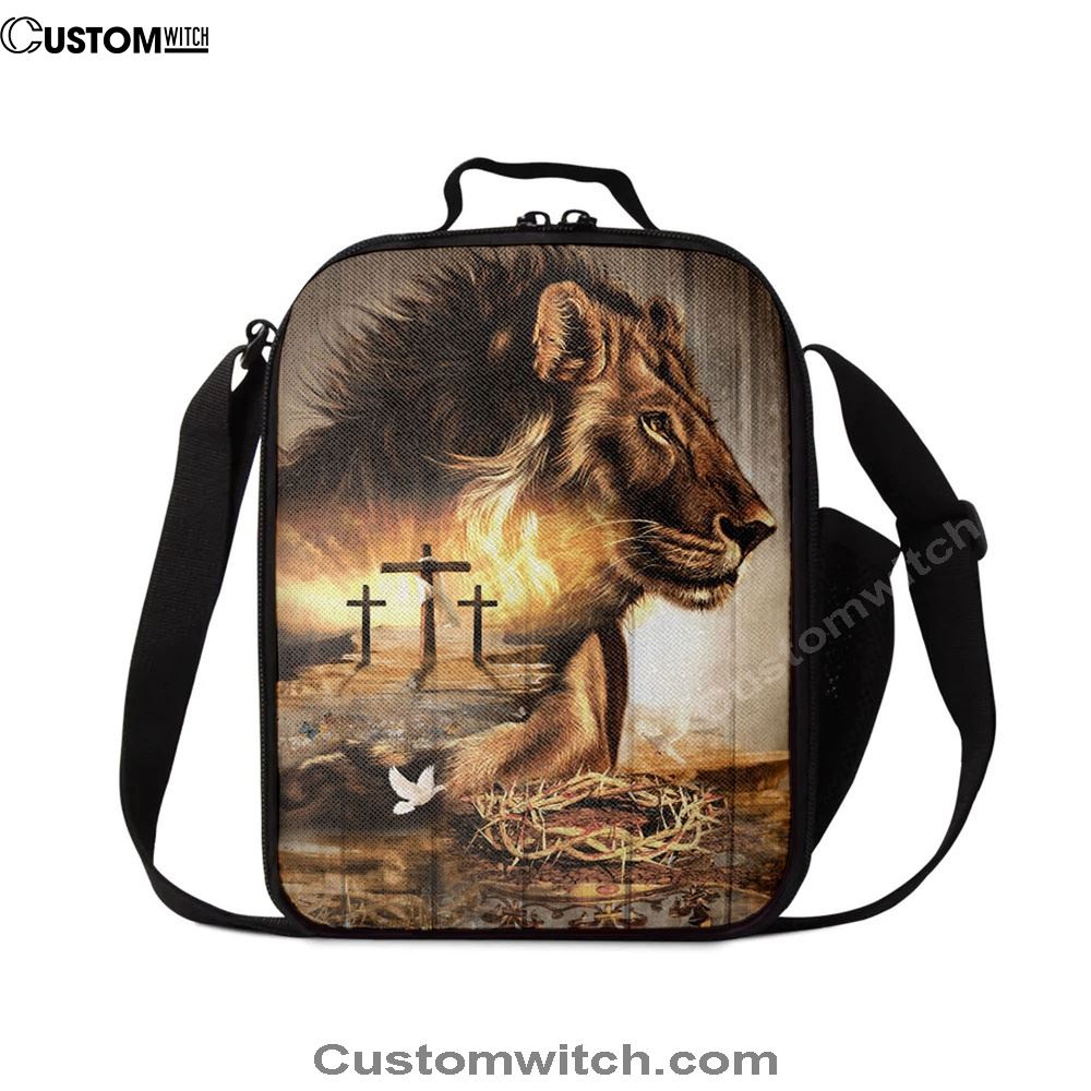 Lion Crow Of Thorns Heaven's Light The King Of All Kings Lunch Bags, Bible Verse Lunch Bag For Men And Women